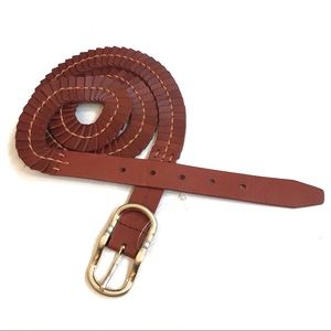 Vince Camuto genuine leather belt gold buckle